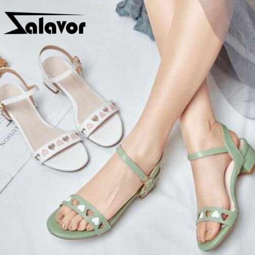 ZALAVOR Size 30-43 Women High Heel Sandals Square Heel Buckle Women Summer Shoes Fashion Sweet Party Shoes Women Footwear