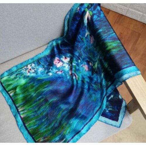 2019 Van Gogh Oil Painting Silk Scarf Women & Men Scarf 100% Real Silk Scarves Female Luxury Brand Designer Scarves 42x158cm