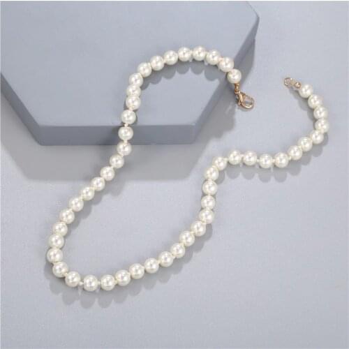 Elegant White Imitation Pearl Necklace Long Round Pearl Wedding Choker Necklace for Women Charm Fashion Jewelry