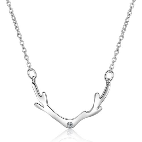 New Fashion Lady Silver 925 Clavicle Necklace For Women Jewelry Trendy Crystal Elk Pendant Necklace Girls Choker Accessories Hot