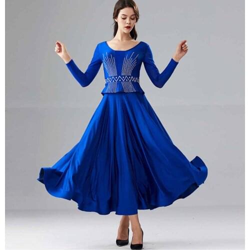 Women Ballroom Dance Dress Standard Costumes Performance Suit Long Sleeves