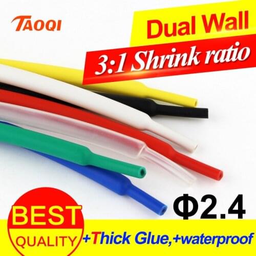 1meter/lot Heat Shrink Tube 2.4mm Adhesive Lined 3:1 ratio 3/32 inch Dual Wall Tubing with Glue Waterproof Wrap Wire Cable kit