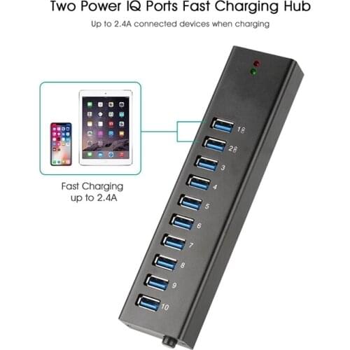 10 Ports desktop usb port hub Supports 5Gbps data transfer and is compliant with USB 3.0 Standards Works with Windows 10