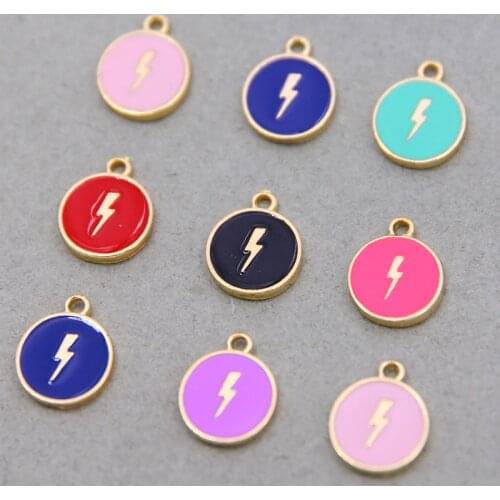 10Pcs Candy Color Flash Shape Lightning Pendants Bracelet Earring Enamel Charms DIY Necklace Fashion Jewelry Making Gift