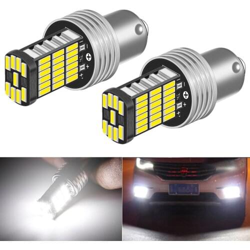 2pcs 1156 P21W BA15S 4014 45LEDs 12V DC Automobiles Lamp DRL LED Bulbs Car Lights Turn Signal Reverse Brake Light for Skoda