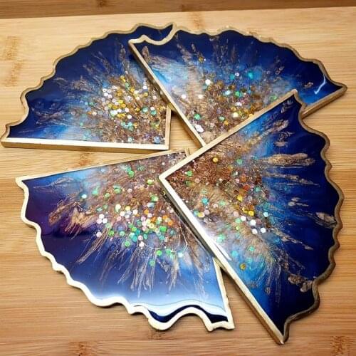 4 Agate Coaster Silicone Mold For Epoxy, Resin, Stone Making Resin Decorative Plate Transparent Mould For Concrete Tray