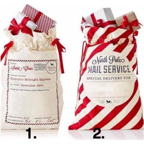 50pcs free shipping drawstring Christmas gift bag Large canvas santa sack canvas bags Christmas decoration supplies SN1980