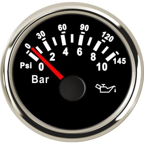52 mm Boat Car Oil Pressure Gauge 5 Bar / 10 Bar Fuel Pressure Meter fit for Output Signal 10~184 ohm Sensor