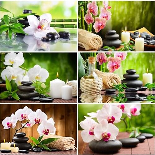 5D DIY Diamond Embroidery Orchid Stone Full Square Round Drill Rhinestone Mosaic Painting Cross Stitch Flowers Diamond Art Kit