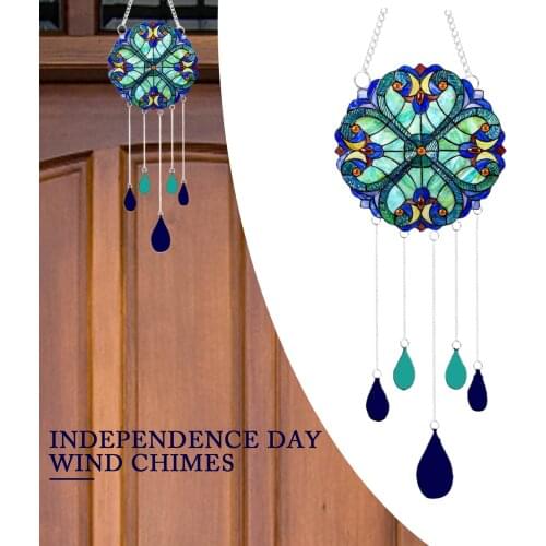 American Patriotic Wind Chimes Front Door Hanging Decoration American Independence Day Sunflower Wind Chimes Pendant Ornaments