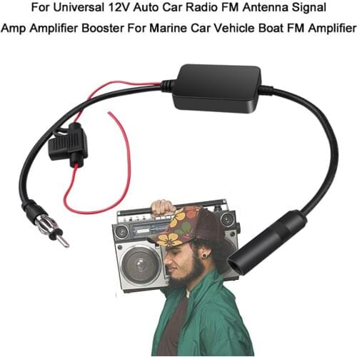 Kebidumei Car FM Radio Aerial Antenna Signal Reception Amp Booster radio Amplifier Car Radio Aerials 12V Car Accessories