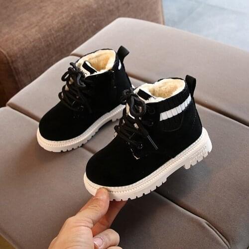Children Casual Shoes Autumn Winter Martin Boots Boys Fashion Leather shoes Soft Antislip Girls retro snow boots 21-30 XZ20011
