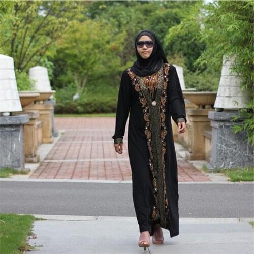 Tradition Muslim Black Prayer Clothing Gowns Abaya Islamic Dubai Women Loose Kaftan Maxi Long Robes Saudi Arabia Worship Dress
