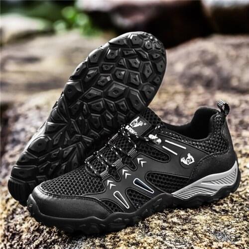 Breathable Summer Mesh Men Mountain Camping Shoes Durable Nonslip Climbing Sneakers Outdoor Men Walking Trekking Fishing Tourism