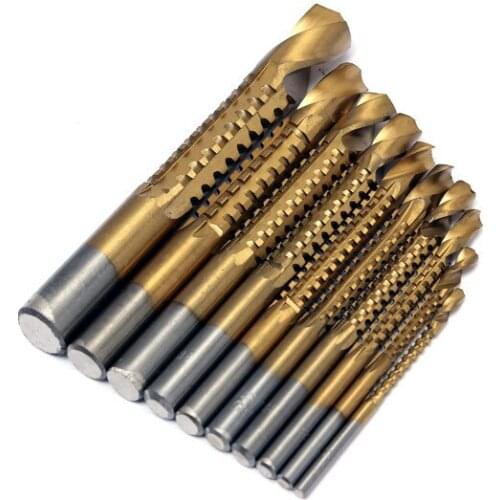 Ferramentas Marcenaria Brocas Woodworking 10pcs Hss 3-13mm Titanium Coated Drill Bit Set Wood Metal Plastic Cutting Saw Bits