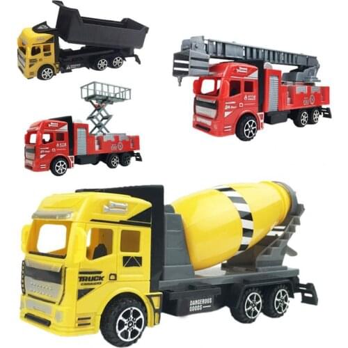 Engineering Vehicle Simulate Simple Operation Plastic Fire Truck Pull Back Car Model for Children