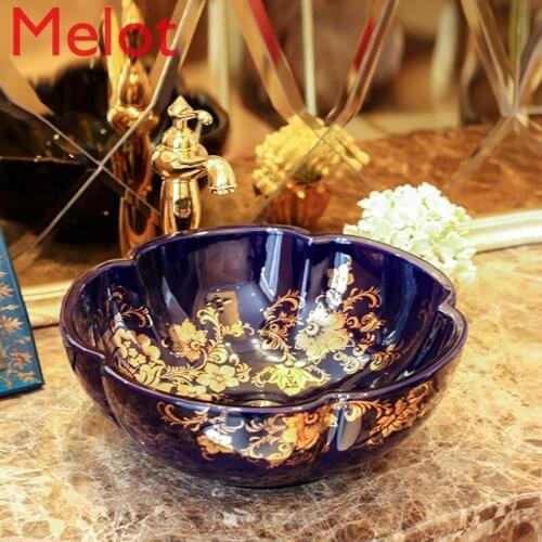 Jingdezhen Ceramic Antique Plaid Art Basin Wash Basin Wash Basin Upper Basin A045