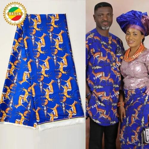 Royal Blue African Ankara Isiagu Prints Silk Lace Fabrics 2021 High Quality Nigerian Bride Or Bridegroom Dress Laces Silk Fabric