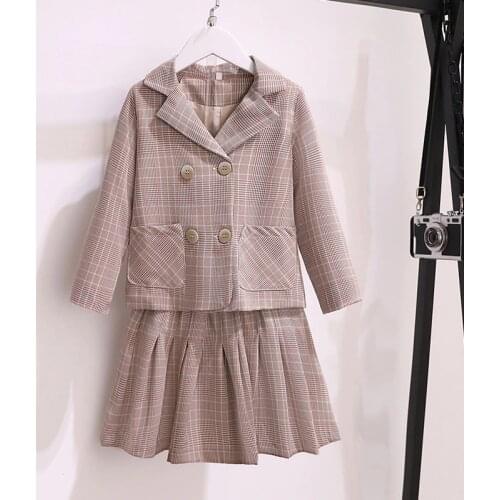 Fashion Kids Clothes for Girls Suits Spring & Autumn Long Sleeve Plaid Teens Designer Clothings Leisure Children Outfits Vestido