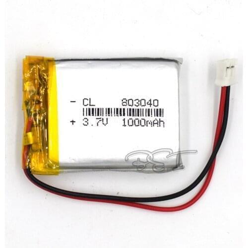 3.7V Lithium Navigator With Plug Rechargeable Li-polymer Battery 803040 1000mAh Li-Po MP4 Batteries GPS MP3 MP5 Li-ion Cell Spea