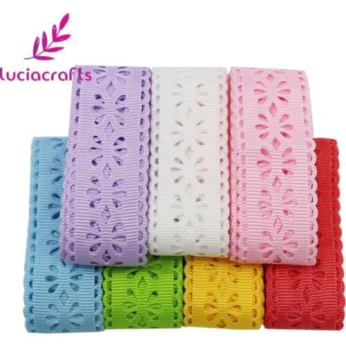 Lucia crafts 2y/7y 25mm Hollow Out Style Grosgrain Ribbons DIY Sewing Trim Ribbon Handmade Materials Decoration P0502