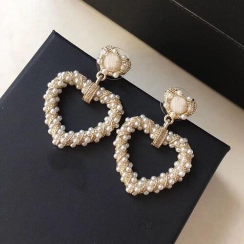 2020 love sweet elegant heart cute pearl earrings jewelry fashion statement