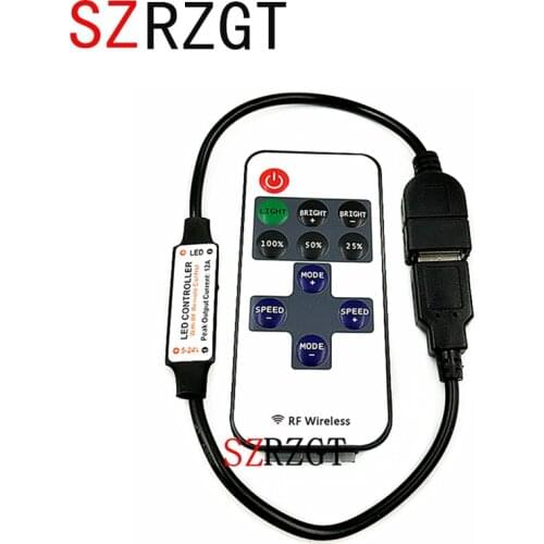 11 Keys LED Strip Controller Mini Dimmer RF Remote 5V USB interface Controller For 5050/2835 Single Color LED strip