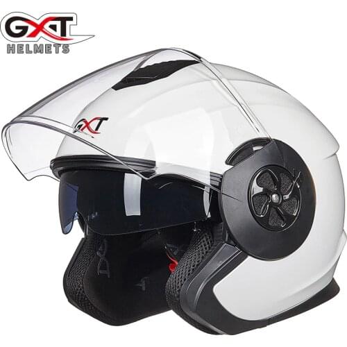 GXT motorcycle helmet battery car helmet double lens retro half helmet summer solar wind four seasons motorcycle half helmet