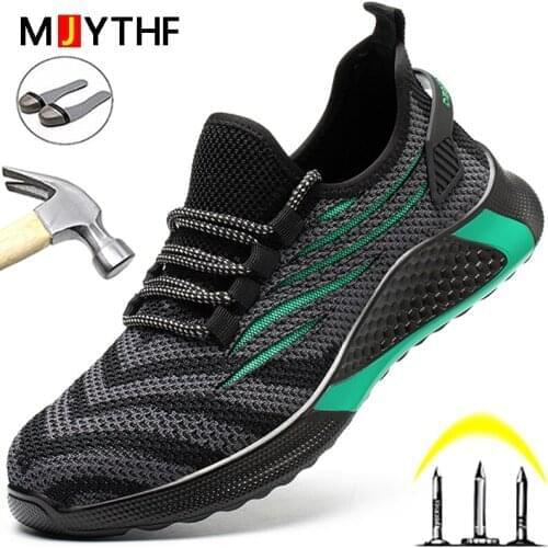 2021 New Safety Shoes Men Steel Toe Shoes Breathable Work Sneakers Male Indestructible Footwear Puncture-Proof Work Shoes 48