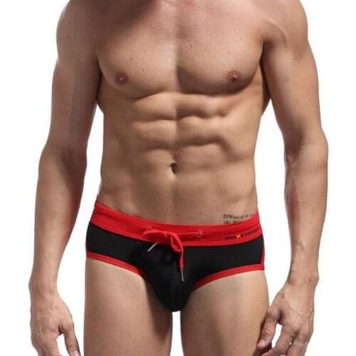 2018 BRAVE PERSON Mens Swimwear Briefs Sexy Gay Bikini Swimsuit Swimming Trunks Slim Skull Print Man Swim Wear Shorts