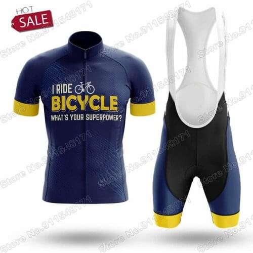 2021 Men Cycling Jersey Set Bicycle Superpower Summer Bicycle Clothing Road Bike Shirts Suit Bicycle Bib Shorts MTB Ropa Maillot