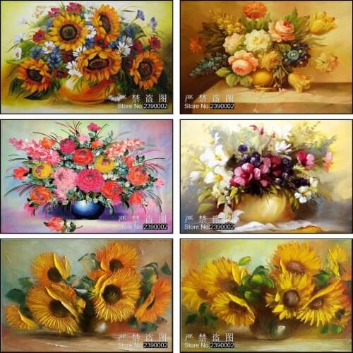 Sunflower Needlework Diy Diamond Painting Kit Diamond Embroidery Plant Full Rhinestone Sun Flower Cross Stitch Diamond Painting
