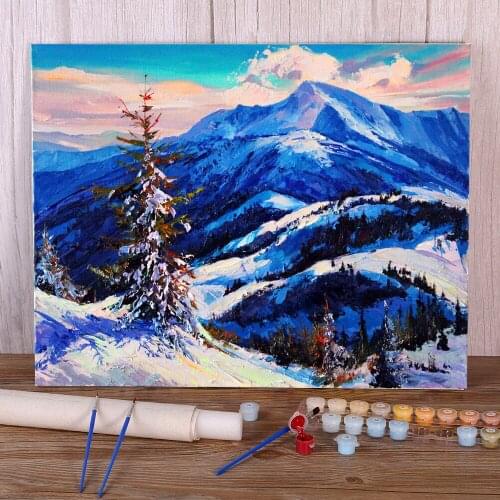 Landscape Frosty Day DIY Paint By Numbers Complete Kit Oil Paints 40*50 Boards By Numbers Paintings Children Drawing