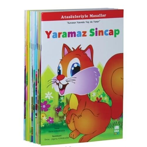 Atasözleriyle Fairy Tales Set Flat Written (10 Book Suit Large-Turkish For 3 - 6 Years Old Children Educational Tutorial books