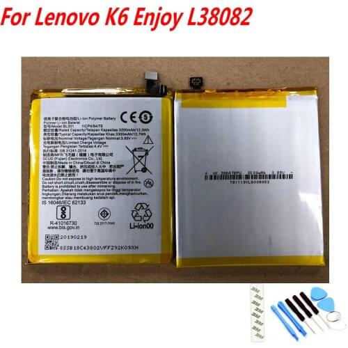 NEW Original 3300mAh BL301 Battery For Lenovo K6 Enjoy L38082 8082 Mobile phone + Tools