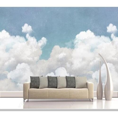 Papel de parede nostalgic retro blue sky and white cloud 3d wallpaper,living room tv wall bedroom home decor bar KTVmural
