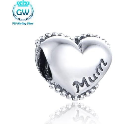 Charms Beads 925 Sterling Silver I Love You Mum Fit Bracelet Bangles For Women Beads & Jewelry
