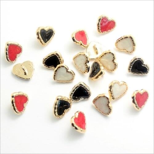 10Pcs Love Metal Buttons Silver Powder Epoxy Shirt Cardigan Peach Heart Buttons Color Decorative Buttons DIY12MM