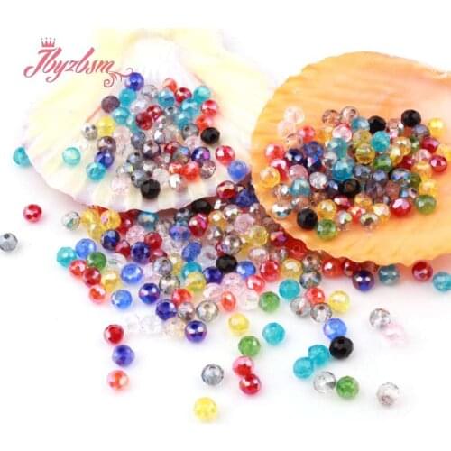 Mixed Colors 50pc Rondelle Austria Crystal Glass Beads Faceted Loose Spacer For Jewelry Making DIY Necklace Breaclet Beads 3*4mm