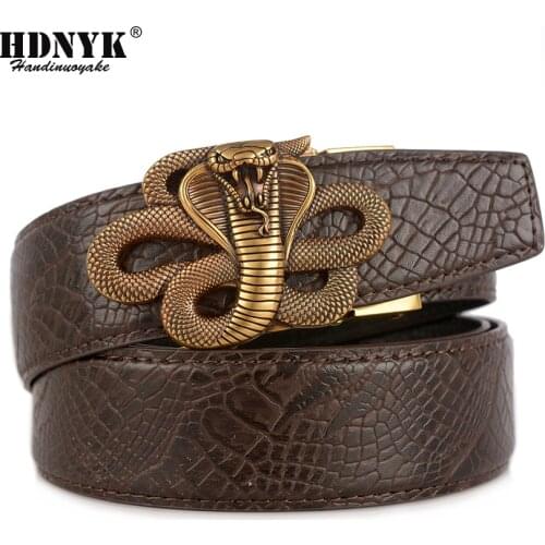New Style Snake Belts Men High Quality Genuine Leather Men Belts Strap Male Retro Cobra Automatic Buckle Belt for Men