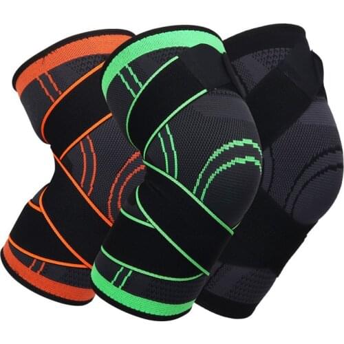 2Pcs Sports Kneepad Men Pressurized Elastic Knee Pads Support Fitness Gear Basketball Volleyball Soccer Brace Protector