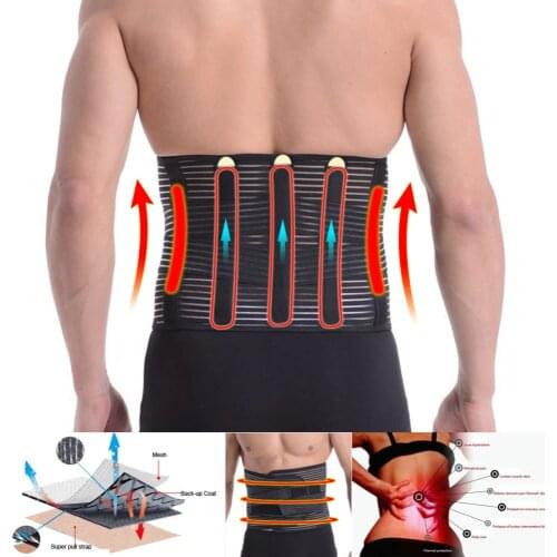 Stabilizing Lumbar Lower Back Brace Support Belt Dual Adjustable Straps Breathable Mesh Panels Plus Size M L XL XXL