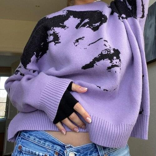 Print Loose Sweatshirt Fashion Casual Long Sleeve Oversize Women Sweater Autumn Winter 2021 Harajuku Patchwork O Neck Sweatshirt