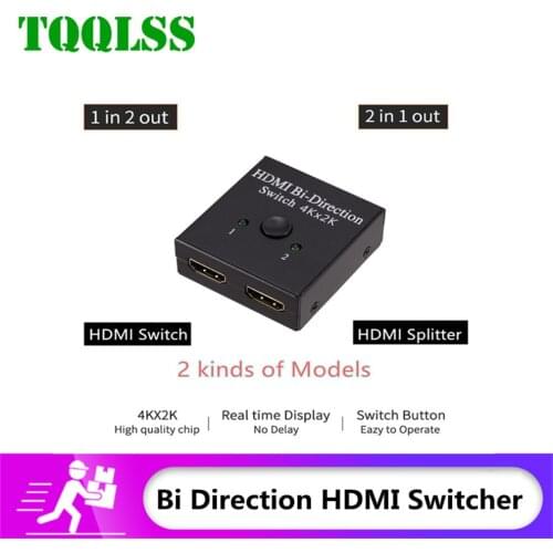 TQQLSS 4Kx2K Switcher UHD 2 Ports Bi-directional Manual 2x1 1x2 HDMI AB Switch HDCP Supports 4K FHD Ultra 1080P for Projector