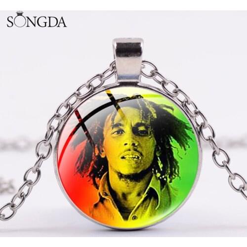 Jamaican Reggae Singer Bob Marley Statement Necklace Hip Hop Music Jewelry Gift Fashion Men Women Long Chain Necklace