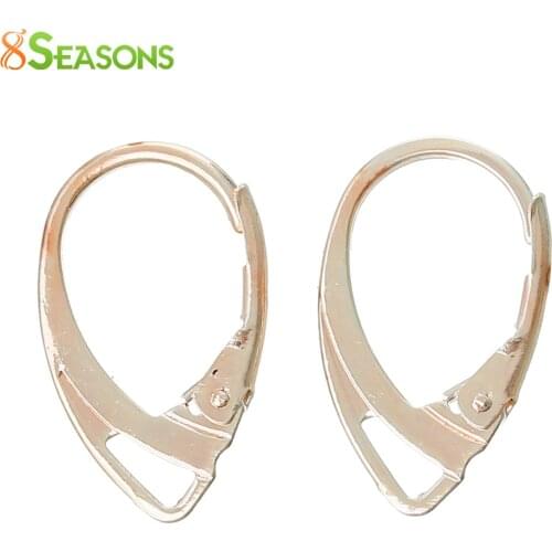 8SEASONS Earring Clip Findings Teardrop Rose Gold-Color Lever Back 18mm x 11mm( 6/8" x 3/8"),15 Pairs (B37411)