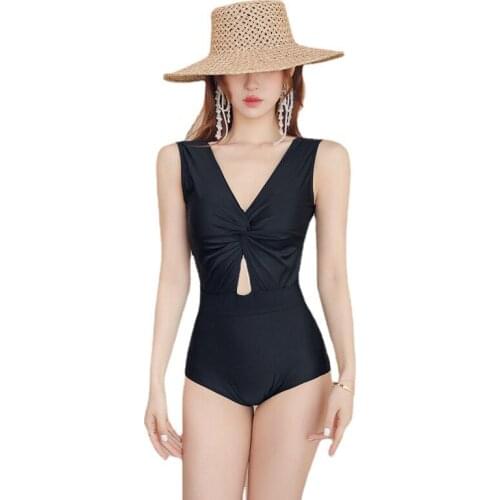 Women Monokini Cover Belly Hollow Out One Piece Suits Conservative Thin Swimsuit Swimwear Tankini Beach Bathing Suit