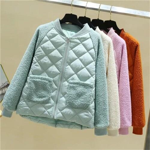 Women Short Cotton Coat Winter New Anti-lamb Wool Outwear Fashion Jackets Loose Large Size 4XL Pocket Down cotton Jacket Female