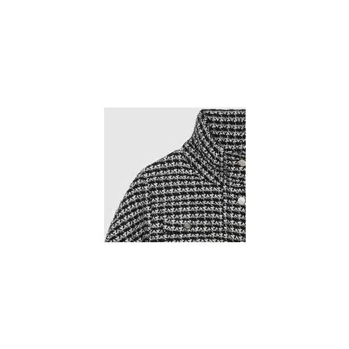 2020 Autumn and Winter New Womens Stand-up Collar Two-color Contrast Tweed Coat