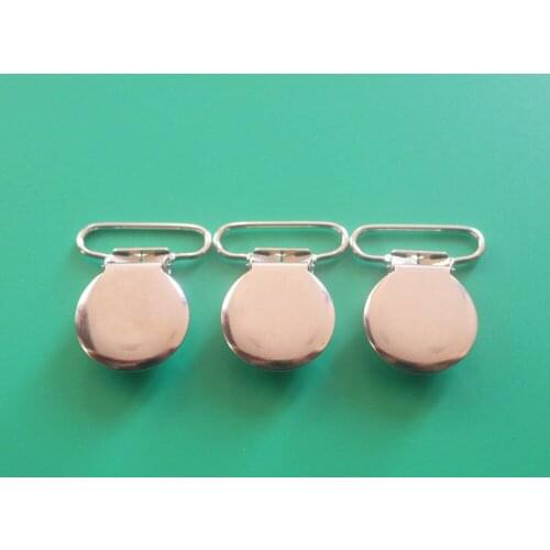 1" 25MM Round Top Metal Suspender Clips Pacifier Clips,With Plastic Insert,In Nickel Color,50pcs/lot Free Shipping